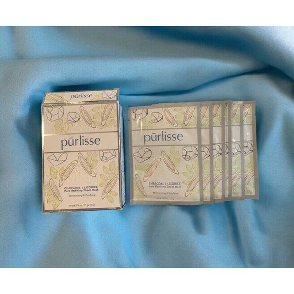 PURLISSE Charcoal + Licorice Pore Refining Sheet Mask 6 Count NIB/SEALED - Picture 1 of 3